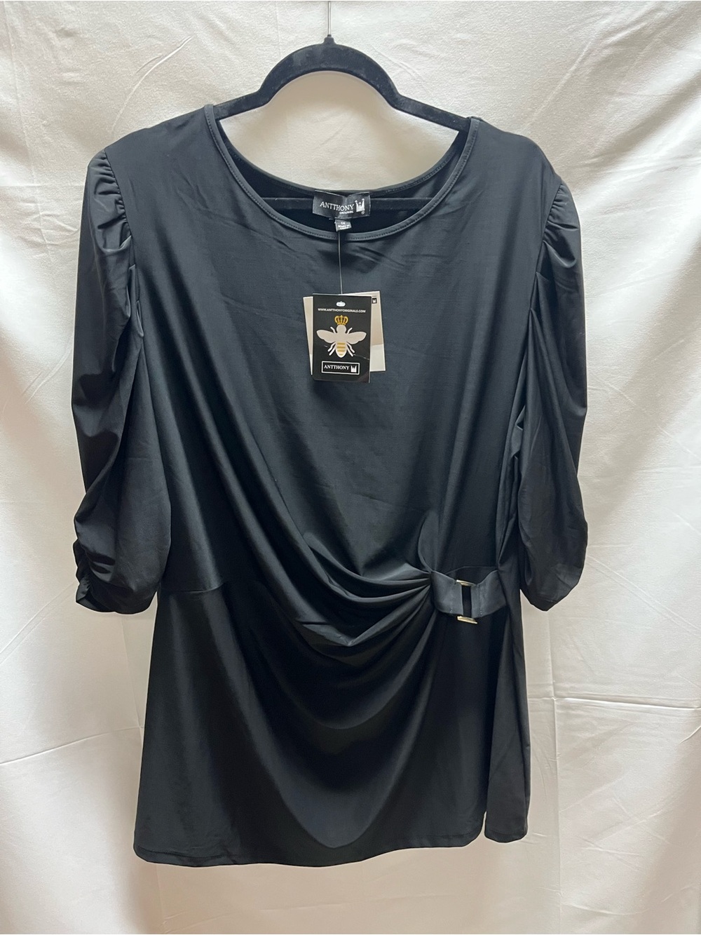 Antthony Black Knot-Accent Women's Tunic Top